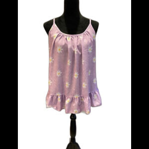 Blouse Spaghetti Strap Top Womens Size Medium Lavender Flowy 70's Vintage Style